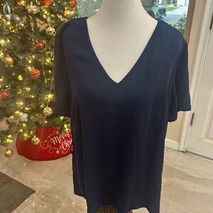 Dorothy Perkins Navy V-Neck Short Sleeve Top